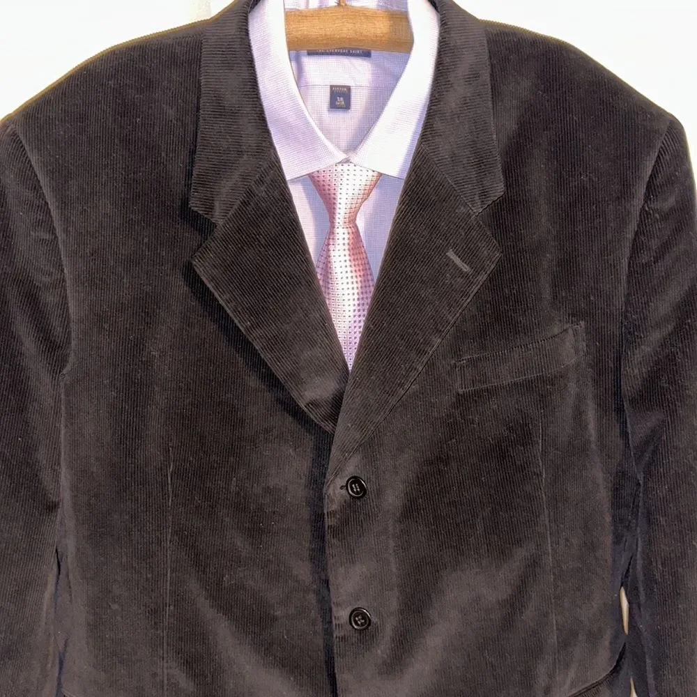 Monsieur Adolfo 49L-50L Black Corduroy Blazer Sport Jacket
